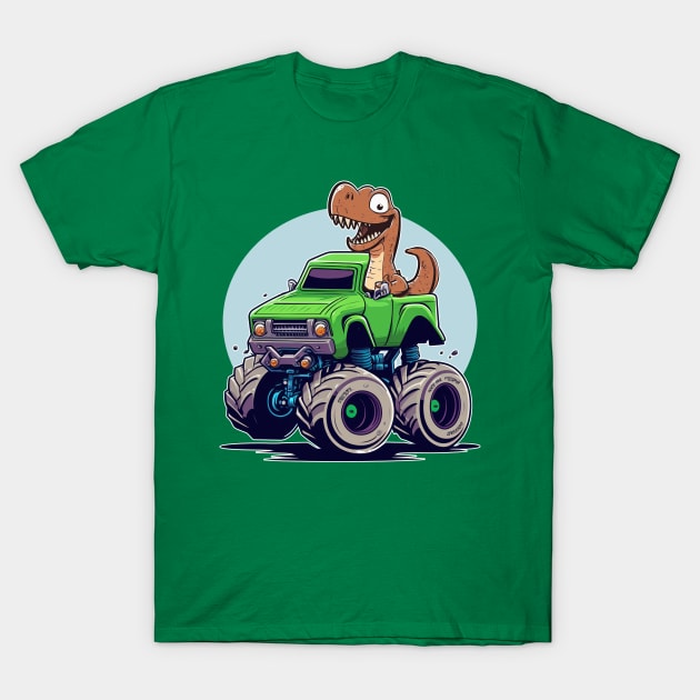 Dinosaur Monster Truck T-Shirt by GAMAS Threads